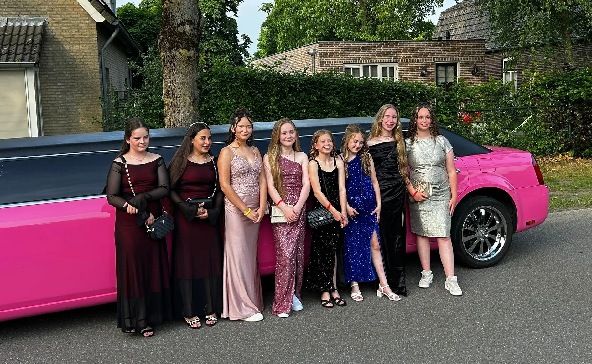 Gezelschap in de Chrysler-limousine